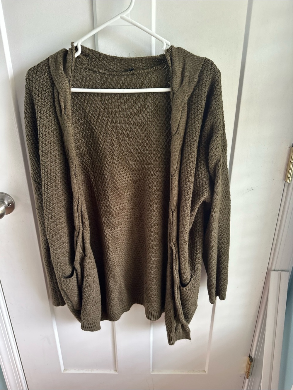 Source Unknown Olive Hooded Knit Cardigan